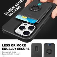 Калъф TUCCH Wallet за iPhone 15 Pro с държач за магнитна карта от PU кожа със стойка, черен, снимка 9 - Калъфи, кейсове - 44975943