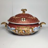 комплект от терин и голямо кръгло плато от японска керамик, изрисувана в стил "Сатсума"., снимка 6 - Прибори за хранене, готвене и сервиране - 45379867