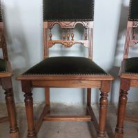 6 броя антикварни трапезни столове от дъбов масив, снимка 4 - Столове - 45336866
