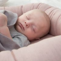 ПРОМО! Комплект за бебе от лен Babyly -розов, снимка 2 - Спално бельо и завивки - 45956789
