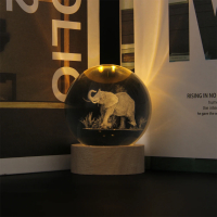 LED Светеща кристална топка/лампа, 3D сензорна - Слон, снимка 2 - Настолни лампи - 45036245