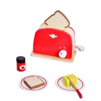 Дървен тостер за игра, червен (004), снимка 1 - Образователни игри - 45523699