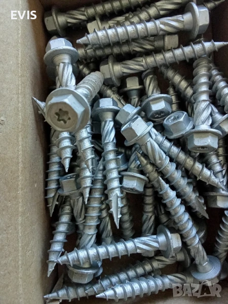 Винт, винтове дърво 8x50, шестостенна глава,TORX,шайба,връх 17, цинк-ламелно покр.торнадо50бр , снимка 1