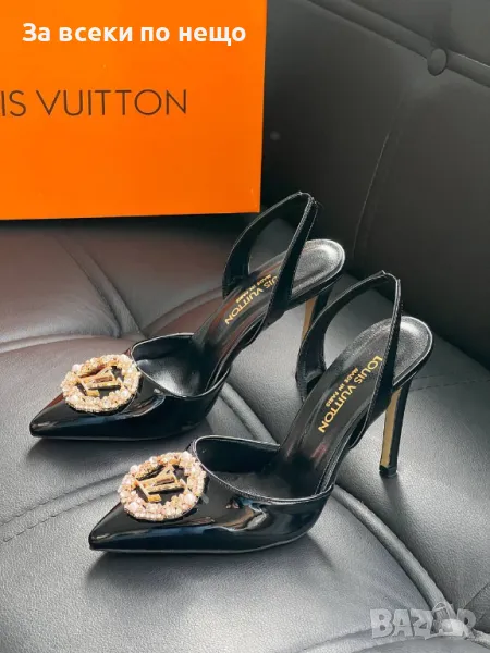 Louis Vuitton Дамски Черни Сандали На Ток Луис Витон Код E210, снимка 1