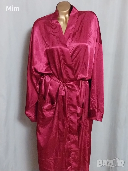 Collection 46/48 Сатенен халат бордо, снимка 1