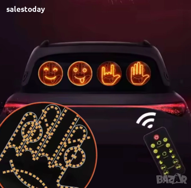 Светещ стикер за кола, ръчичка с жестове и мимики, снимка 1