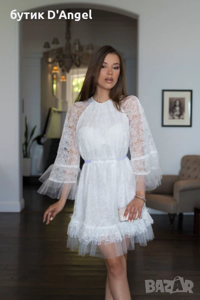Бяла дантелена дамска рокля BATTESIMO  , снимка 1