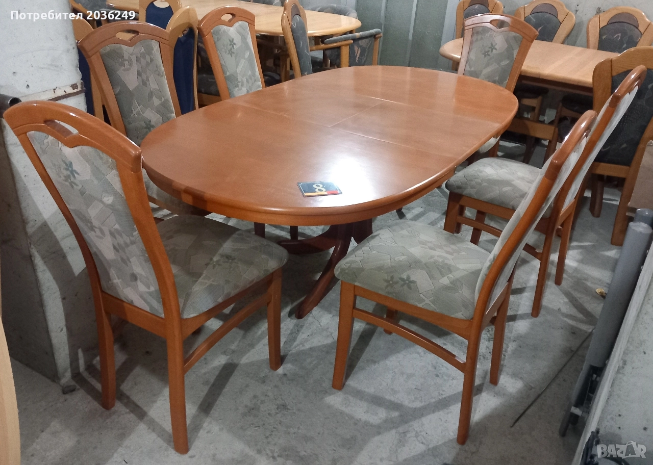 Комплект масивна разтегателна маса с 6 стола, снимка 1