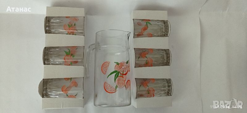 Комплект стъклени чаши за сок, снимка 1