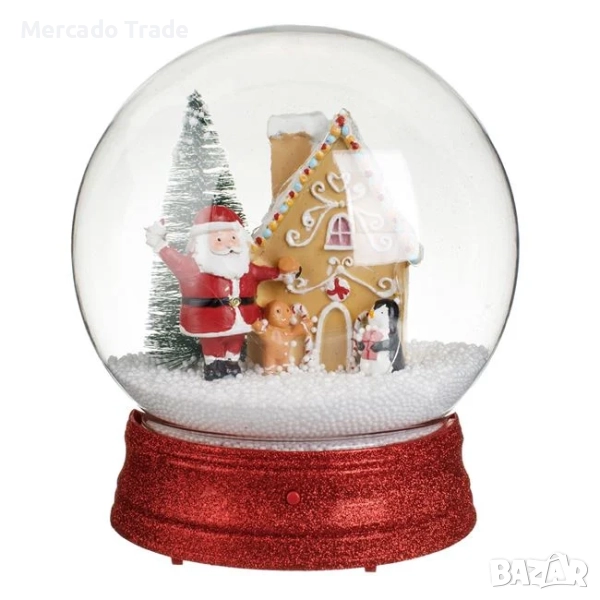 Коледна снежна топка с автоматичен сняг, Дядо Коледа, елен, елхи, LED, снимка 1