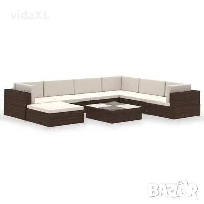 vidaXL Градински комплект с възглавници, 8 части, кафяв полиратан（SKU:41260, снимка 1