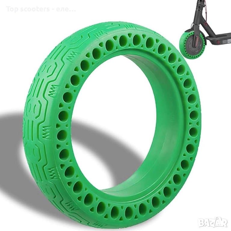 Безкамерна гума за Xiaomi M365 8.5 • Зелена • Твърда гума M365 8.5 Green, снимка 1