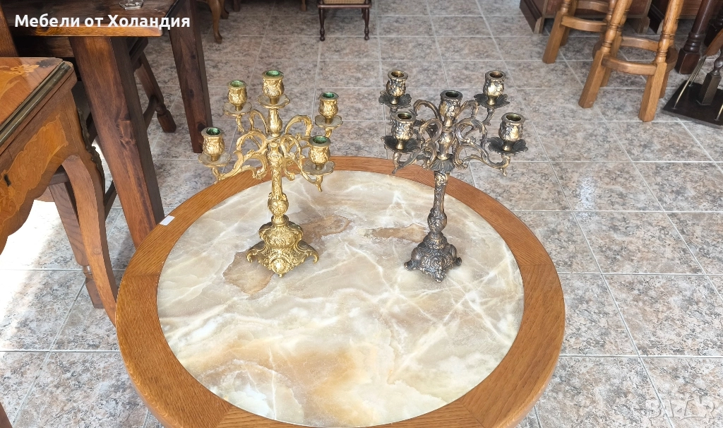 Бронзови свещници за 5 свещи, снимка 1