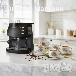 12м гаранция + подарък сервиз за кафе Еспресо машина MUHLER + Луксозен порцеланов сервиз - Екстраваг, снимка 1