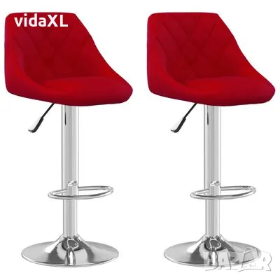 vidaXL Бар табуретки, 2 бр, виненочервени, кадифе(SKU:335311), снимка 1