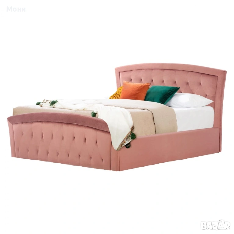 Спалня Оделия 160х200 см - розова  Спалнята е тапицирана с висококачествена дамаска в розово.  Спалн, снимка 1