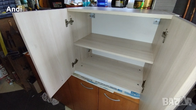 Кухненски шкаф горен с две врати и рафт 70/60/40см избелен дъб, снимка 2 - Кухни - 53115663