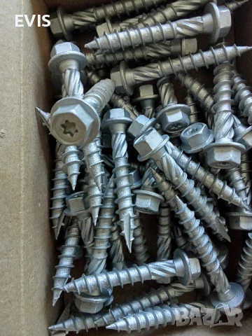 Винт, винтове дърво 8x50, шестостенна глава,TORX,шайба,връх 17, цинк-ламелно покр.торнадо50бр 