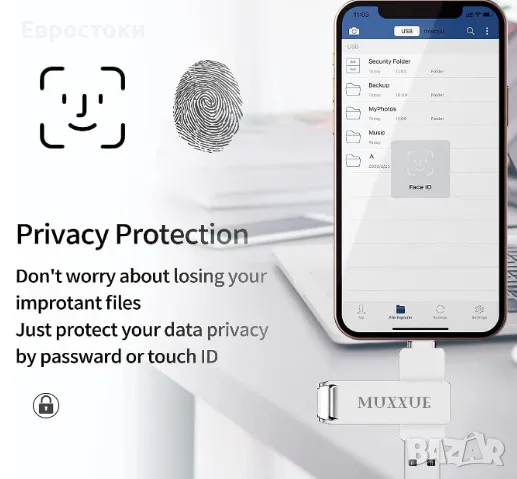 MUXXUE 256GB флаш памет за телефон, USB 3.0 флаш устройство за телефон 3 в 1, метален корпус, снимка 2 - Аксесоари за Apple - 48346221