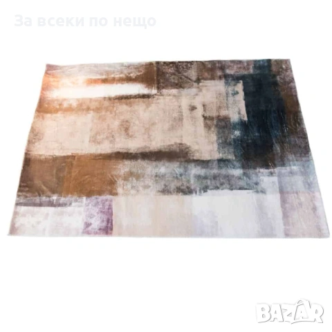 Модерен щампован килим кафяво-бял от полиестер – 120×180 / 160×230 см Код P2168, снимка 2 - Килими - 54167963