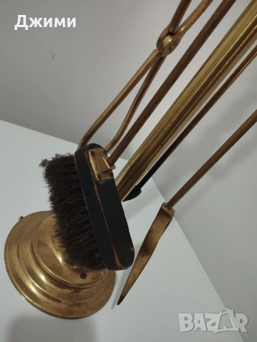 масивен бронзов каминен комплект, снимка 3 - Антикварни и старинни предмети - 53932138