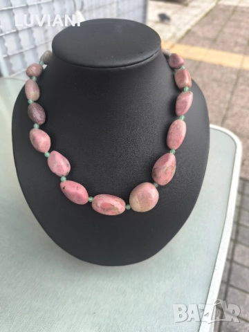 Колие Естествен Яспис , снимка 2 - Колиета, медальони, синджири - 52534629