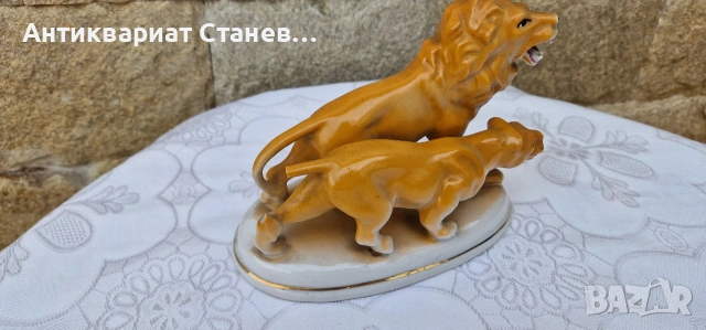 Българска порцеланова фигура- лъв и лъвица, снимка 8 - Декорация за дома - 53875233