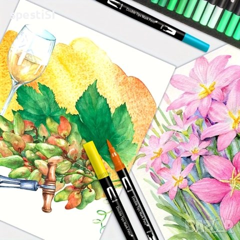 Професионален Комплект Двустранни Маркери за Рисуване – Dual Brush Писалки в Калъф - КОД 4735, снимка 8 - Рисуване и оцветяване - 52530756