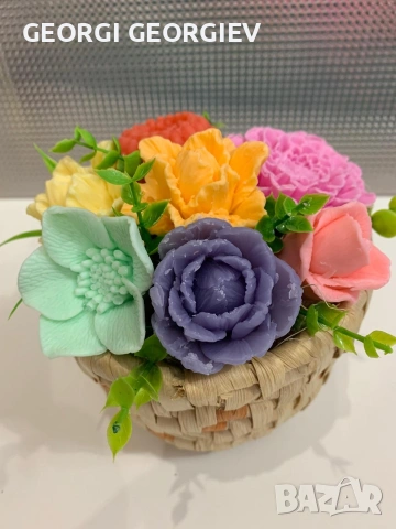 цветя изработени с глицеринов ароматен сапун и Българска роза , снимка 15 - Изкуствени цветя - 53097301