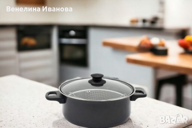 Тенджера с кошница Rosberg R51213A, 24см., въглеродна стомана, снимка 2 - Съдове за готвене - 45498653