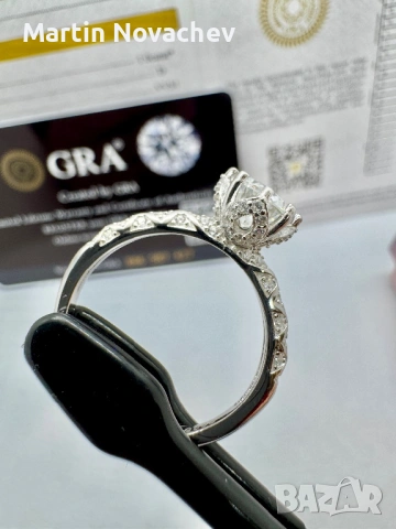 Сребърен пръстен с мойсанит (Диамант) 1 карат, снимка 11 - Пръстени - 54062575