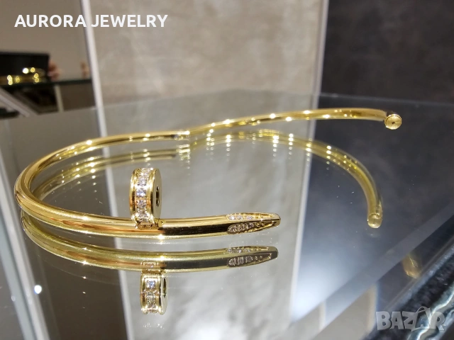 CARTIER Nail Juste un Clou Small Thin Gold Diamonds Гривна Пирон, снимка 7 - Гривни - 53054369