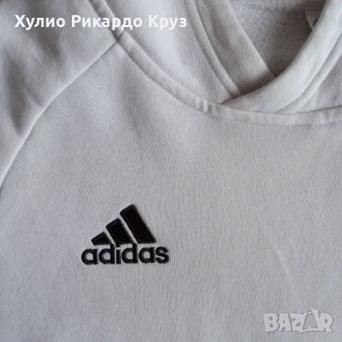 КАТО НОВ ADIDAS унисекс XS/M бял суичър худи анорак Адидас sweatshirt hoodie, снимка 3 - Суичъри - 48069266