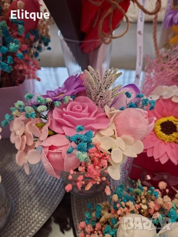 ръчно изработени вечни цветя, снимка 4 - Декорация за дома - 53431789