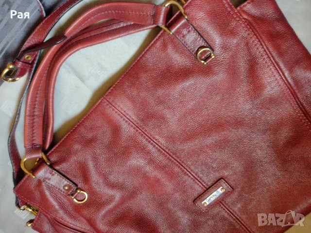 Кожена дамска голяма чанта в цвят бордо Cristhelen B, снимка 4 - Чанти - 50665365