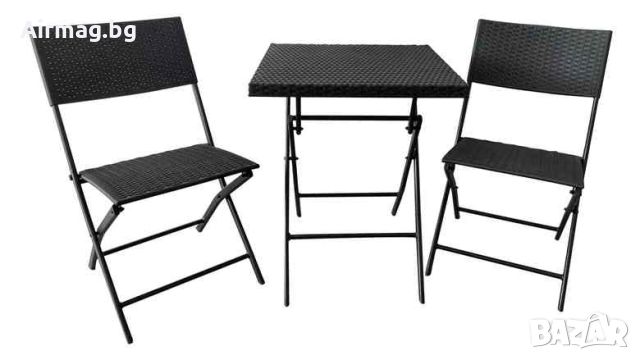 Модерен сгъваем Сет, 2бр. стола + 1бр. Маса, Цвят: Черен, TLE016-P