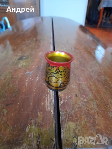 Стара Руска дървена чаша,хохлома #11, снимка 2 - Други ценни предмети - 52893160