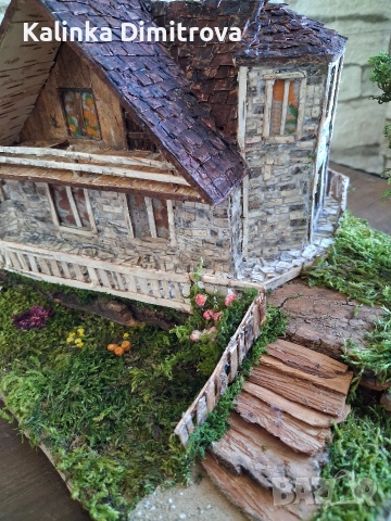 Ръчно изработен макет на къща в алпийски стил., снимка 4 - Декорация за дома - 52946106