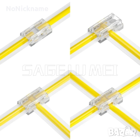 10бр. 2-пинов COB конектор за LED лента 8в1 за PCB LED лента с ширина 8мм L/T/X форма, снимка 4 - Лед осветление - 52610949