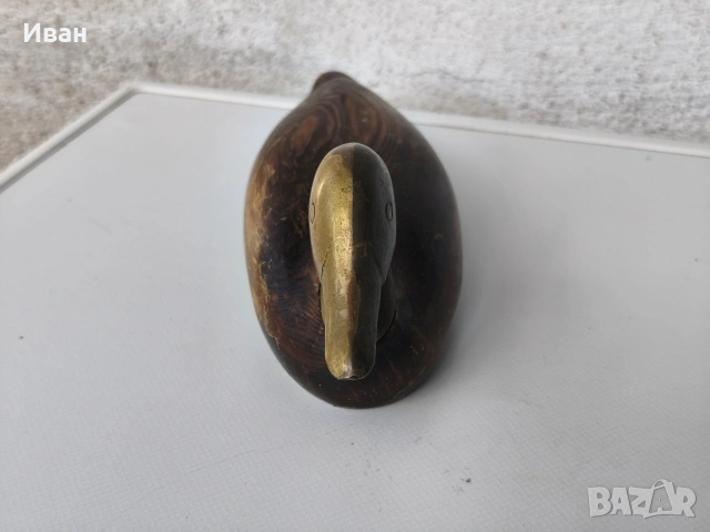 декоративна дървена патица с месингова глава , снимка 3 - Декорация за дома - 53562686