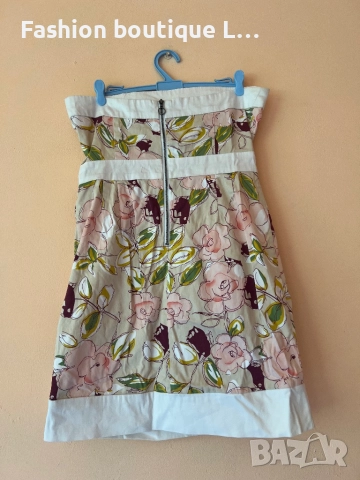 Уникална бяла рокля с флорален мотив на цветя S размер 95% памук с цип на гърба 🤍🌸, снимка 5 - Рокли - 51808989