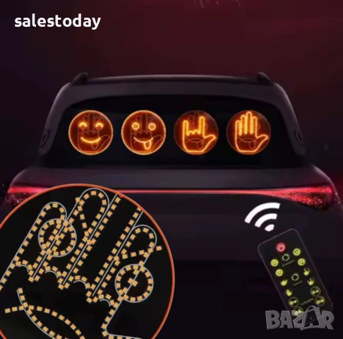 Светещ стикер за кола, ръчичка с жестове и мимики