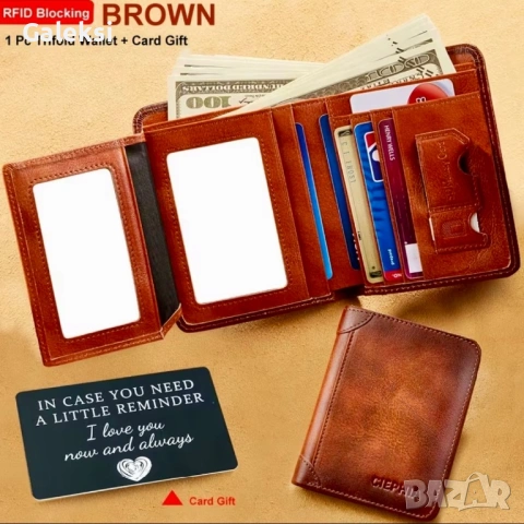 Мъжки удобни кожени портфейли с две лица /Защитени, стилни и елегантни!, снимка 14 - Портфейли, портмонета - 53485965