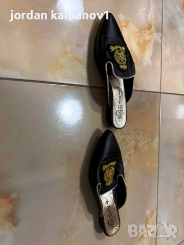 Подарявам - черни кожени чехли Дарис Daris номер - 36 стелка - 23см. ток - 2см., снимка 2 - Чехли - 53806247