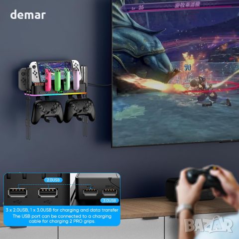 RGB Switch TV докинг станция и стойка за стена за Nintendo Switch/OLED и Joycon, снимка 7 - Аксесоари - 45176362