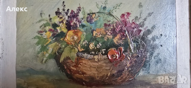 Стар красив натюрморт, масло, подпис., снимка 4 - Картини - 53309448