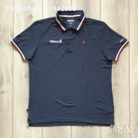 НОВА оригинална синя тениска с яка MUSTO размер L / 52 от Германия, снимка 3 - Тениски - 53958672