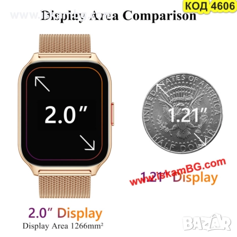 Дамски смарт часовник TechONE Wand Pro – Златен, 2 каишки - КОД 4606, снимка 5 - Дамски - 51966031