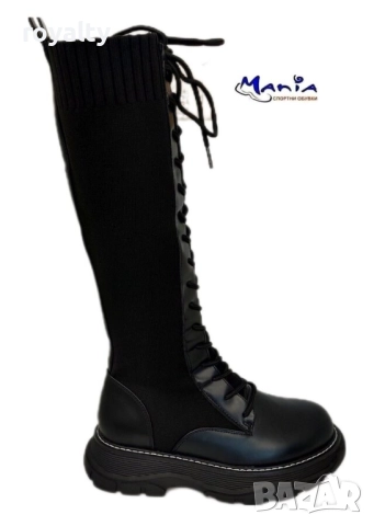Дамски ботуши тип чорап в черно