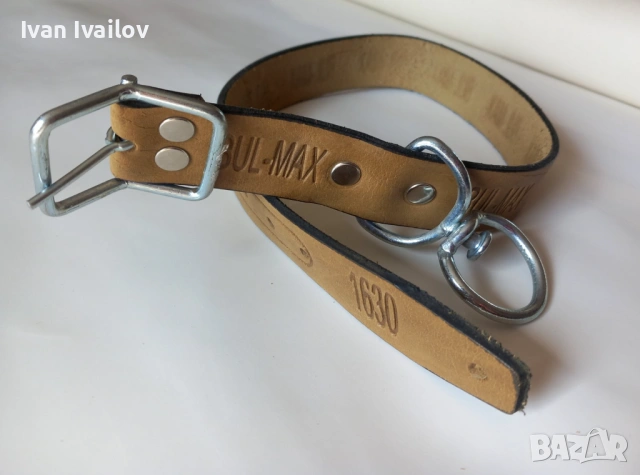 Брандиран кожен нашийник BUL-MAX с върток – 3.5 см / 70 см, снимка 3 - За кучета - 54144144